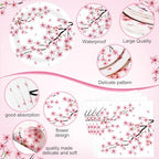 Funnymoom 452 Pcs Cherry Blossom Party Decorations Supplies Include Cherry Blossom Paper Plates Napkins Cups Tablecloth Cutlery Straws for Baby Shower Birthday Bridal Shower Wedding Party - Image 2