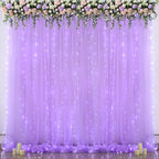 Lavender Sheer Backdrop Curtain with Led Lights for Baby Shower Girls Wedding10ft X 10ft Lavender Tulle Backdrop Curtain for Bridal Shower Birthday Party Photoshoot Arch Background Decorations - Image 2