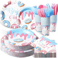 Pickmesh 400 Pcs Donut Themed Gender Reveal Party Supplies Plates Serve 50 by Pickmesh