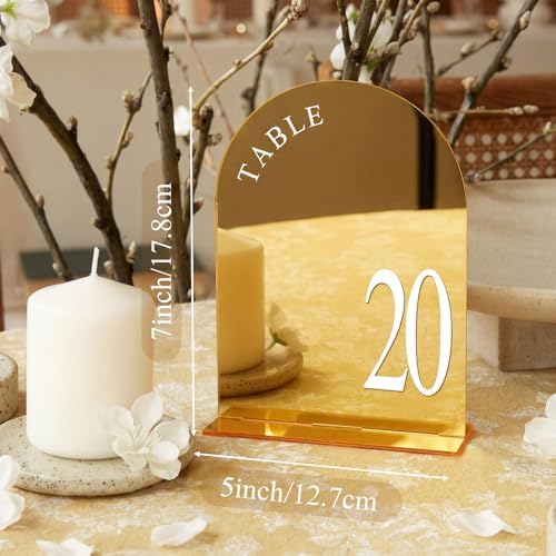 Aceorbit Gold Wedding Table Numbers 1-20 with Stands 5" x 7" - Image 2