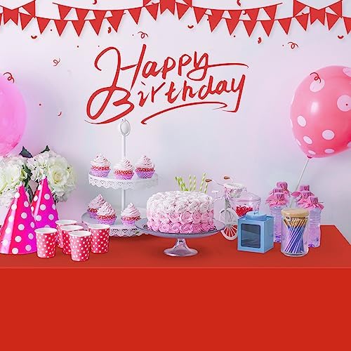 32 Pack Red Plastic Tablecloth for Rectangle Tables, Premium Decorative Red Disposable Table Cloths for Parties, Rectangle Party Table Cover for Birthday, Wedding, Christmas, Anniversary, 54 x 108Inch - Image 5