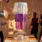 Fringe Chandelier Decoration - Sparkle Silver/Purple 38 in - Image 3