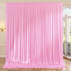 10ft x 10ft Wrinkle Free Pink Backdrop Curtains for Parties, Polyester Baby Pink Backdrop Drapes 2 Panels 5x10ft for Wedding Girl Birthday Party Photography Background by ENJOYYOURPARTY