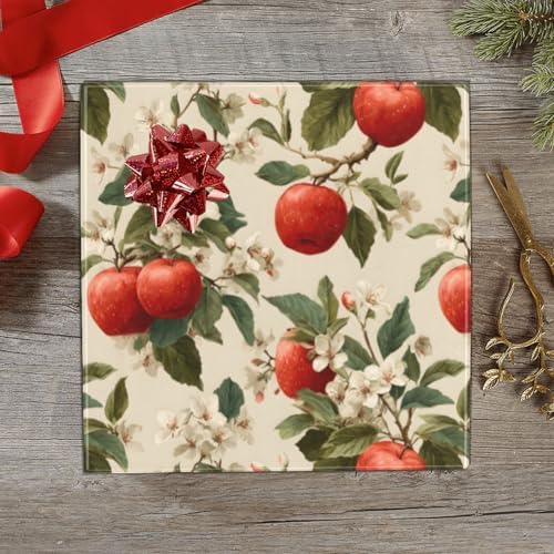OTVEE 2 Rolls Birthday Wrapping Paper Roll - Apples White Flowers Pattern Design Gift Wrap Perfect for Weddings, Brides, Holidays, Baby Showers - 58 x 22.8 inches - Image 4