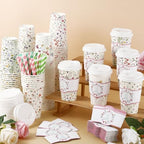 Jingmore 120 Sets 16oz Disposable Paper Coffee Cups with Lids Sleeves Straws Holiday Paper Drinking Cups Bulk for Hot Cold Beverages Home Business Cafe Birthday Party Supplies (Boho Flowers) - Image 5