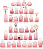 Set of 36 Glass Bud Vases Small Flower Vases for Centerpieces(Pink) by JALANCY