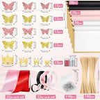 449Pcs Flower Bouquet Wrapping Accessories with Floral Wrapping Paper Gold Crowns Butterfly Decorations Gem Pins and Wooden Sticks, Ribbons for Money Bouquet Mother's Day Baby Shower Graduation - Image 3