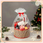 Weysat 6 Set Baskets for Gifts Empty Bulk, Large Woven Bamboo Gift Basket Kit with Handles, Bow, Wrap Bag to Fill for Raffle Thanksgiving Day Wedding Birthdays Party Wrapping (Red) - Image 5