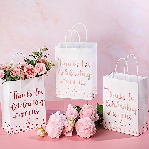 Ctosree 50 Pcs Bridal Shower Welcome Bags Bulk, White, Rose Gold - Image 2