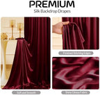 Burgundy Satin Backdrop Curtains 6 Panels - Glitter Photo Drapes for Baby Shower, 30x10FT Shimmer Back Drop Cloth, Wrinkle Free for Birthday Party Prom Wedding Stage Background - Image 2