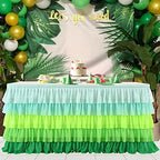 Hawaiian Green Table Skirts Ruffled Tutu Tablecloth for St. Patrick's Day Luau Hawaiian Tropical Beach Party Island Theme Decorations Mint Grass Green - Image 6