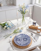 Hioasis Blue Plastic Plates, Floral Disposable Plates, 60 Pcs for 30 Guests - Image 7