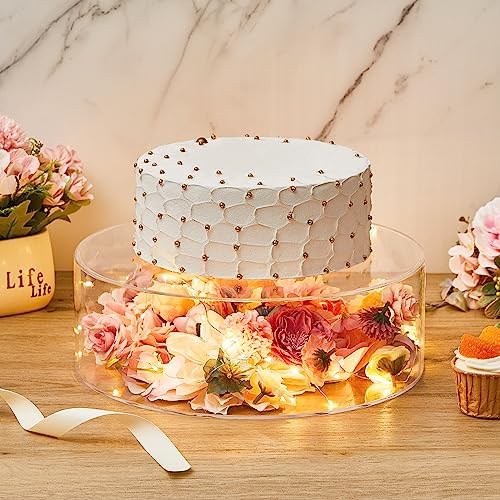 Sunnyray 2 Pcs Acrylic Cake Stands for Dessert Table Clear Fillable Cake Riser Cupcake Tier with LED Strings for Birthday Wedding Holiday Party Display(10", 14") - Image 4
