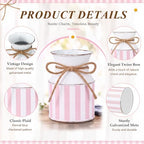 Domensi 6 Pcs Farmhouse Metal Flower Vase, Pink Striped Table Centerpiece - Image 3