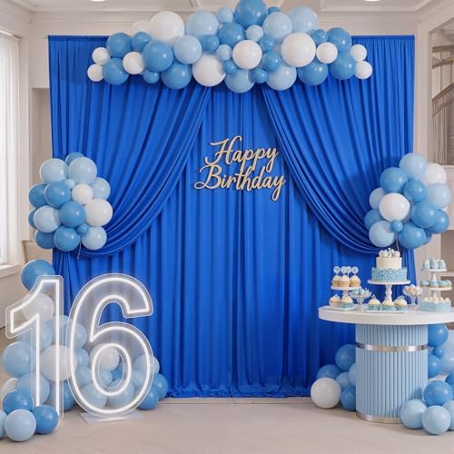 40ftx10ft Wrinkle Free Royal Blue Backdrop Curtains for Parties, 8 Panels 5x10ft Silky Polyester Photo Backdrop Drapes for Weddings Birthday Photography Background Curtains - Image 4