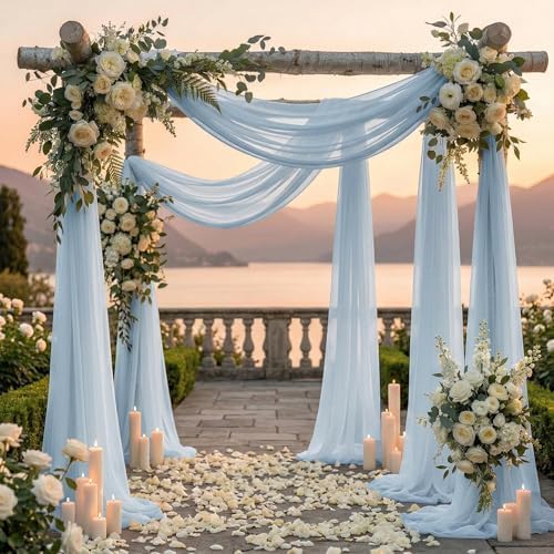Pack of 1 Wedding Arch Drape Panel Fabric 30" x 100ft - Baby Blue - Image 4