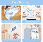Moukeren Sea You Soon Baby Arch Backdrop Cover 6ft and 7.2ft for Ocean Animals Themed Baby Shower Party Gender Reveal Birthday Party Banquet Photo Arches Background Decorations - Image 3