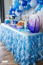 Blue Tutu Table Skirt 9ft with Double Layer Organza Willows for Ocean Under the Sea Decorations, 1st Baby Boy Birthday Décor, Elephant Baby Shower Décor, Gender Reveal or Bridal Shower - Image 2