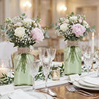 12 Pack Mason Jar Vases for Centerpieces, Green Glass Flower Vase - Image 4
