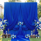 10ft×12ft Wrinkle Free Royal Blue Backdrop Curtain for Wedding Parties, 2 Panels 5×12ft Long Silky Polyester Fabric Backdrop Drapes Photo Back Drop Cloth for Boss Baby Photography Background Cloth - Image 2