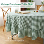 Green White Gingham Tablecloth Round Dia.90 - Image 4