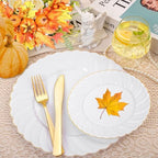 YOUBET 125PCS White and Gold Plastic Plates for Wedding Parties - Image 3