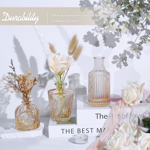 TBWIND 24pcs Amber Glass Bud Vases Set - Image 6