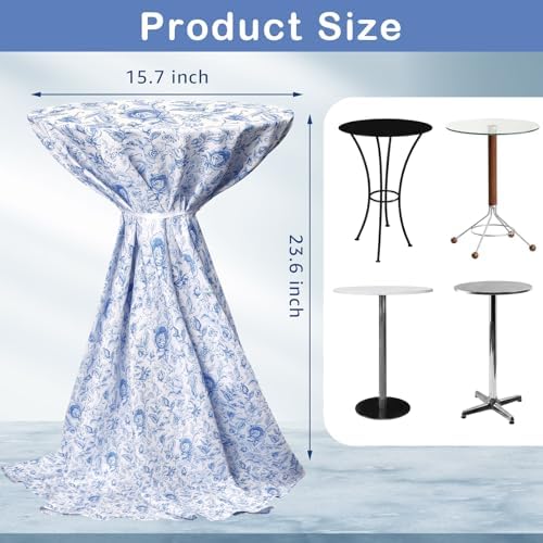 Oudain 2 Pcs Blue Floral Tablecloth, 70 Inch Round Washable Table Cover - Image 2