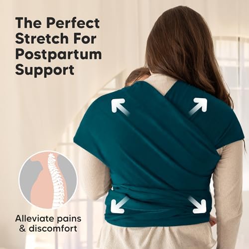 KeaBabies Baby Wrap Carrier, All in 1 Original Baby Carrier (Peacock Green) - Image 5