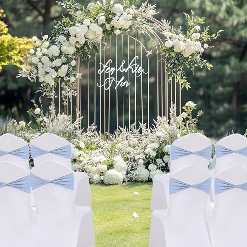 Spandex Sky Blue Chair Sashes Bows 60 Pcs Blue Chair Sashes Elastic Chair Cover Bands Ties Without Buckle for Wedding Birthday Party Ceremoney Events Decoration - Image 5