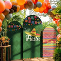Chunful 3 Pcs Cinco de Mayo Fiesta Party Arch Backdrop Cover Mexican Photo Background Decor 2-Sided Round Top Mexican Cute Backdrop Arch Cover for Fiesta Party Decoration 6 ft/5 ft/4 ft (Green) by Chunful