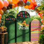 Chunful 3 Pcs Cinco de Mayo Fiesta Party Arch Backdrop Cover Mexican Photo Background Decor 2-Sided Round Top Mexican Cute Backdrop Arch Cover for Fiesta Party Decoration 6 ft/5 ft/4 ft (Green) by Chunful
