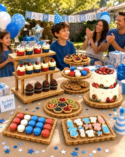 Wooden Dessert Table Display Set, 6-Piece Cake and Cupcake Stand Combo - Image 7
