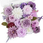 TINGE TIME Wedding Artificial Flowers Combo, Rose Dahlia Peony Light Purple by TINGETIME
