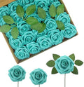 100PCS Dark Turquoise Artificial Flowers Realistic Roses, Real Looking Fake Roses with Stem for DIY Wedding Bouquets Centerpieces Bridal Shower Party Home Romantic Decorations (Dark Turquoise, 100pcs) by BringmoreJoyinyourlife