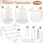LemonRoad 19 Pcs Cupcake Stand Holder Dessert Table Display,White and Gold - Image 2