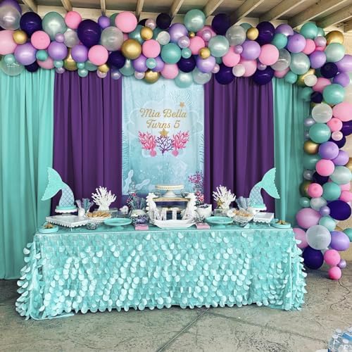 Turquoise Backdrop Curtains 30ftx10ft Mermaid Polyester Photo Drapes - Image 4