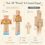 Onism Wooden Wall Cross for Baby Boy, Noah's Ark Baptism Gift, 8 in Beech - Image 5