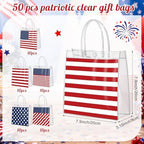 Canchiing 50 Pcs Patriotic Clear Gift Bags Labor Day Gift Bag with Handles - Image 2