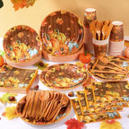 Pickmesh 400 Pcs Party Supplies Disposable Paper Plates Napkins and Cups Decorations for Men Women(Autumn Pumpkin,Orange) - Image 5