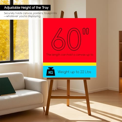 MEEDEN Wooden Easel Display Stand: Adjustable Art Easels for Sign, A Frame Painting Easel for Canvas up to 60", Ideal for Artist Adults Drawing Picture Poster - Walnut - Image 2