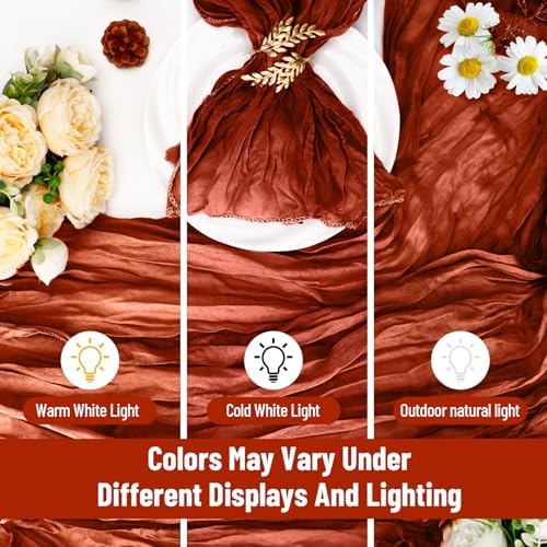Cupuamon 100 Pack Cheesecloth Napkins 20x20 Inch Dinner Table Napkins Boho Washable Rustic Gauze Napkins Bulk for Wedding Bridal Baby Shower Party Decor (Terracotta) - Image 3