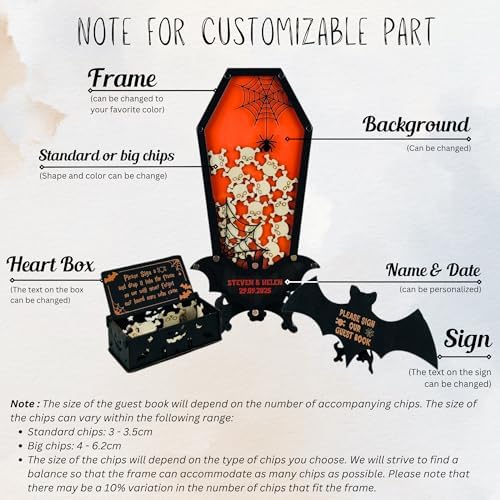 Gothic Halloween Wedding Guest Book Alternative Coffin Drop Box Skull - Image 6