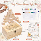 78 PCS Shower Games Sign Kit, Wooden Box and Sign, Blank Wooden Blocks for DIY Drawing, Markers, Shower Game for Gender Reveal Activity, Shower Ideas Decorations, Bear A - Image 2