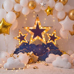 Leinuosen 4 ft Star Cloud Starry Night Party Decorations Gold Under the Stars Cardboard Stand up Cutout Life Size Prom Homecoming Party Photo Prop Stand-up for Movie Night Awards Prom Birthday Parties - Image 3