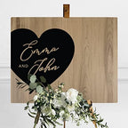 Andaz Press Large Wooden Welcome Sign for Wedding Rustic Welcome Sign 16" x 20" Custom Names with Heart Design Fall Wedding Signage English Oak MDF Wood Finish Reception Indoor Outdoor Signs Display - Image 3
