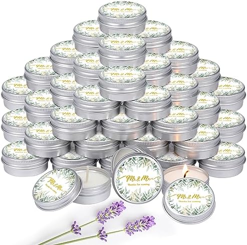 MTLEE 50 Pcs Wedding Candles Gift Favors for Guests 1 oz, Mr and Mrs by MTLEE