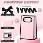 AmazingSpark 50 Pcs Pink Black Mini Gift Bags Bulk 6.3 x 3.9 x 2.8 Inch Party Favors Elegant Small Gift Bags with Handles and Ribbon Bows for Wedding Birthday Bridal Baby Shower Party Favors - Image 2