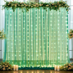 10ft x 10ft Hunter Green Tulle Photo Backdrop Curtain with Lights String for Christmas Party Sheer Curtain Backdrop Drapes for Birthday Party Holiday Wedding Photo Booth Background Room Decorations by Suppromo