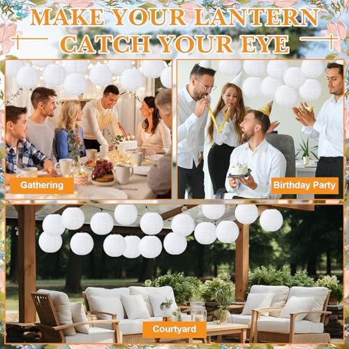Treela 48pack White Chinese Paper Lanterns for Wedding Party Decor, 6" - Image 6